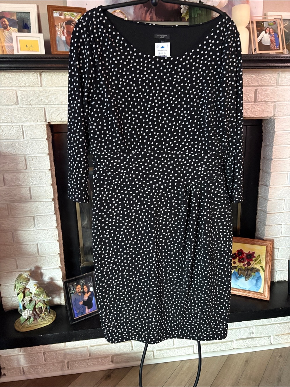 Ann Taylor Black and White Polka Dot Long-Sleeve Midi Dress